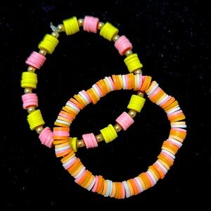 Kids clay bead bracelet set of 2